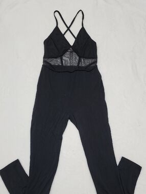 Fashion Nova Black  Jumpsuit with Mesh Bodice M